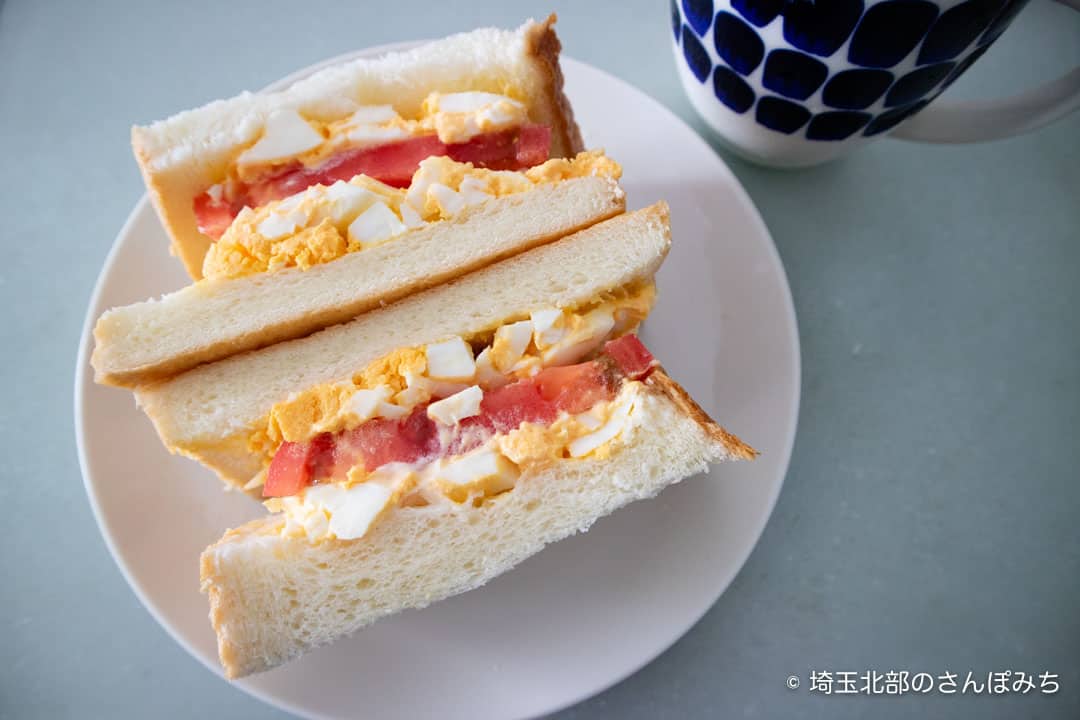 乃が美熊谷店食パンでサンドウィッチ